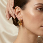 Gold Crystal C-Hoop Earrings for Women