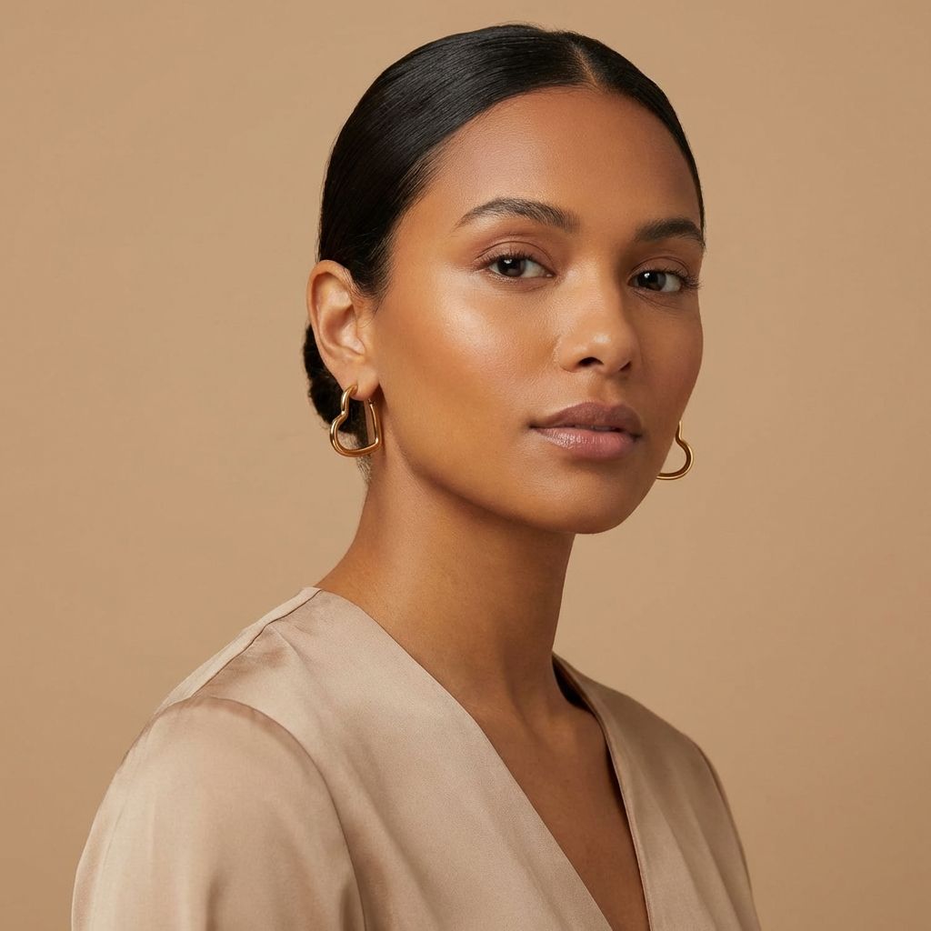 Gold Heart Outline Hoop Earrings for Women