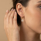 Gold Crystal Flower Drop Earrings for Women