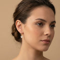 Gold Crystal Flower Drop Earrings for Women