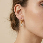 Gold Heart Crystal Hoop Earrings for Women