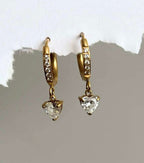 Gold Heart Crystal Hoop Earrings for Women