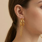 Adya Triple Hoop Chain Drop Earrings for Women