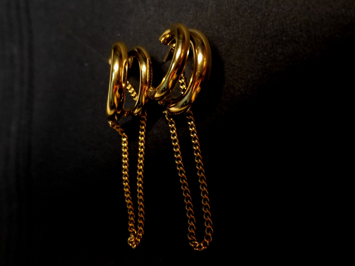 Adya Triple Hoop Chain Drop Earrings for Women