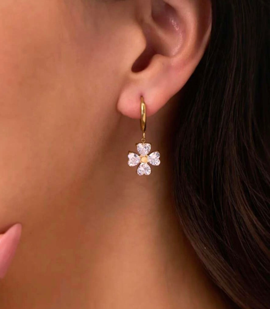Adya Floral Crystal Drop Earrings for Women