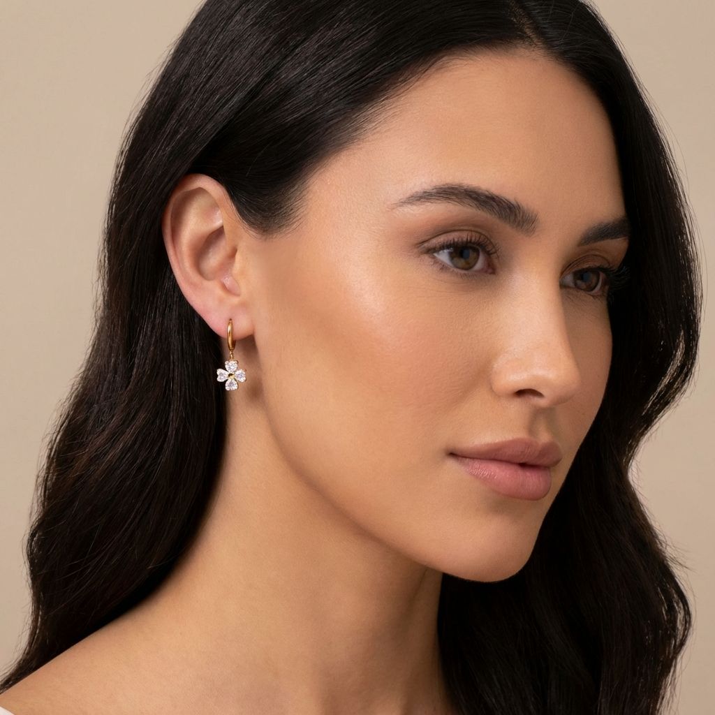 Adya Floral Crystal Drop Earrings for Women