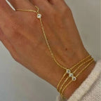 Adya Gold-Plated Crystal Hand Chain Bracelet for Women