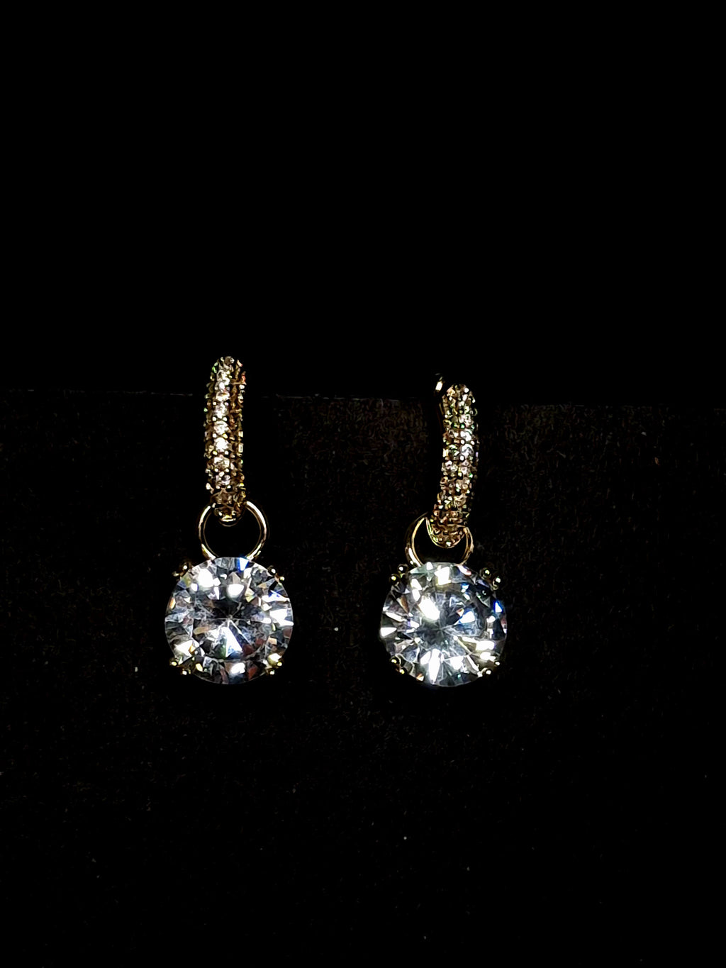Adya Crystal Drop Earrings with Round Pendant for Women
