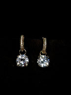 Adya Crystal Drop Earrings with Round Pendant for Women