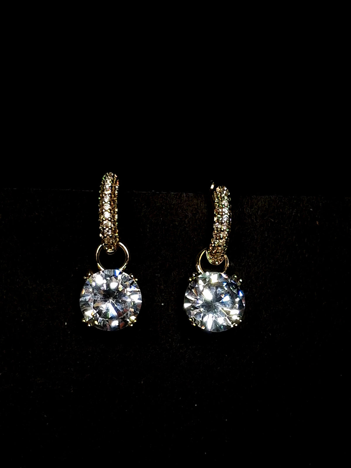 Adya Crystal Drop Earrings with Round Pendant for Women