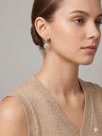 Adya Crystal Drop Earrings with Round Pendant for Women