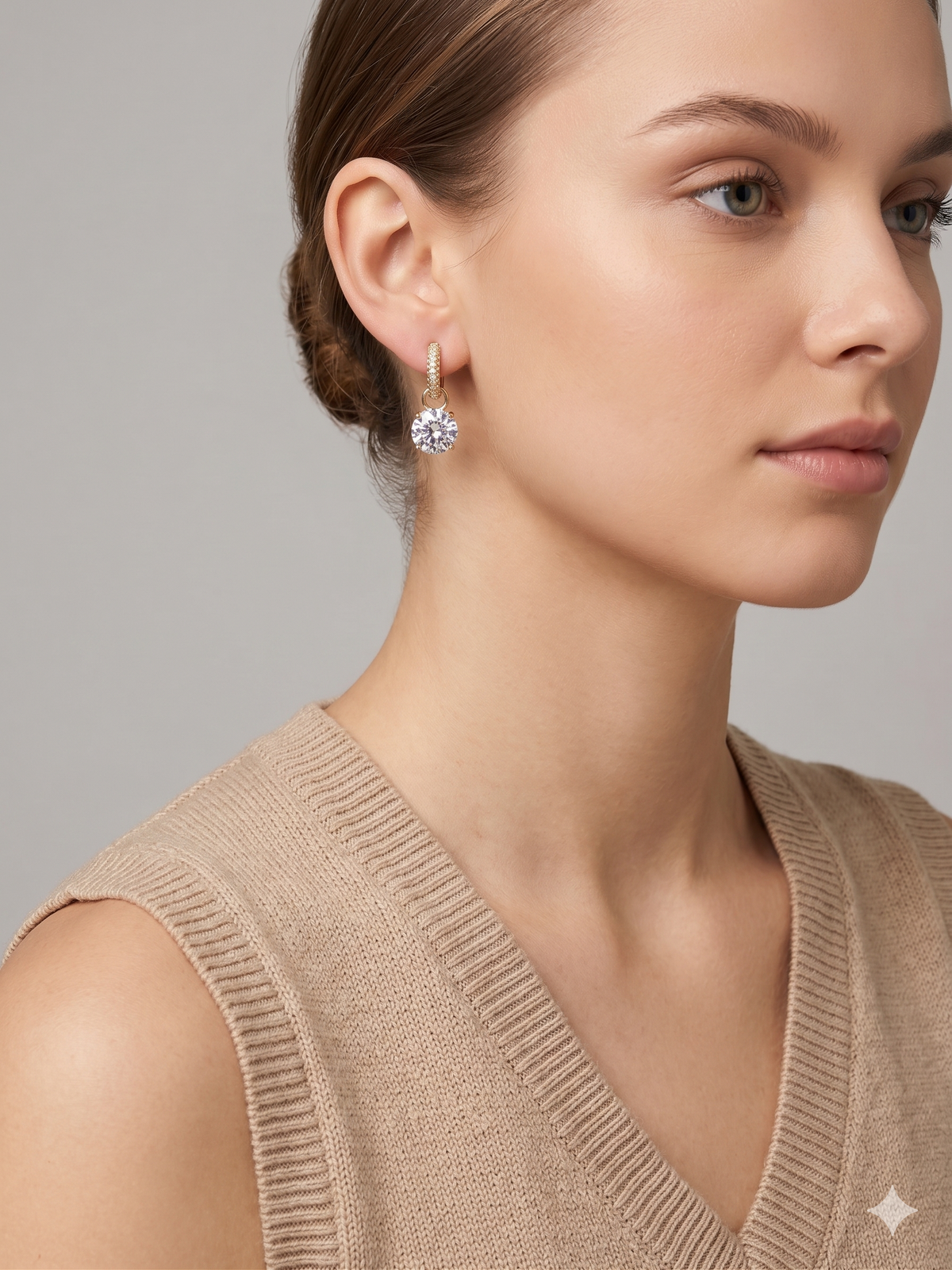 Adya Crystal Drop Earrings with Round Pendant for Women