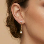 Gold Crystal Chain Drop Earrings for Women