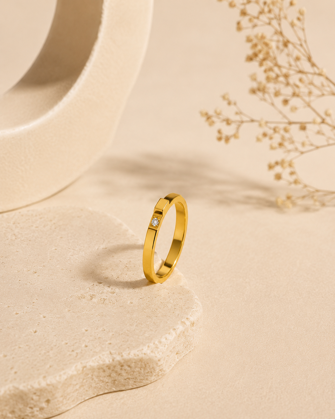 Adya Celestia Solitaire Gold-Plated Ring for Women
