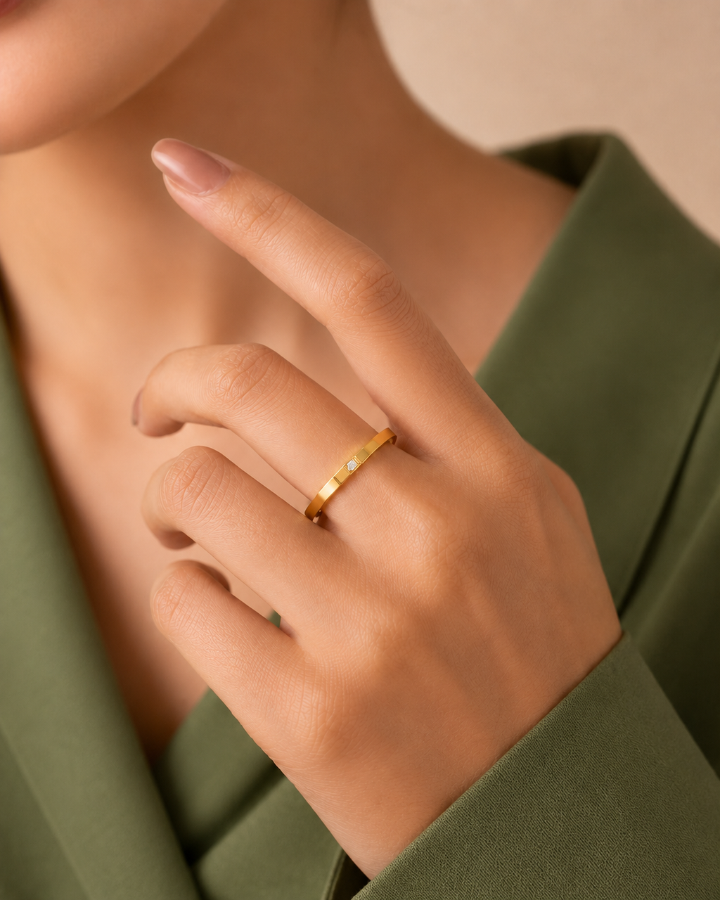 Adya Celestia Solitaire Gold-Plated Ring for Women