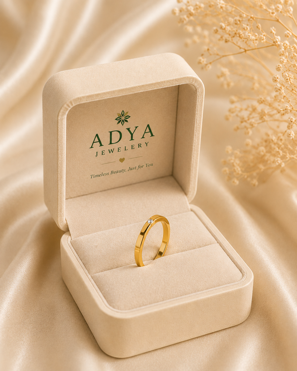 Adya Celestia Solitaire Gold-Plated Ring for Women