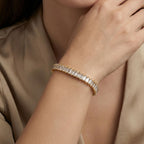 Adya Crystal Baguette Gold-Plated Tennis Bracelet for Women