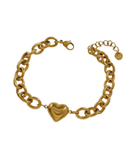 Adya Chunky Heart Charm Gold-Plated Chain Bracelet for Women