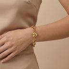 Adya Chunky Heart Charm Gold-Plated Chain Bracelet for Women