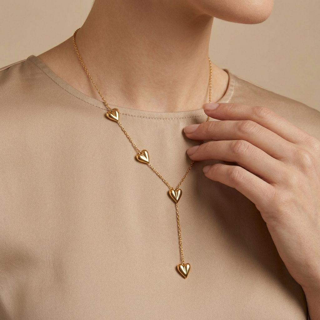 Adya Heart Link Y-Chain Gold-Plated Necklace for Women