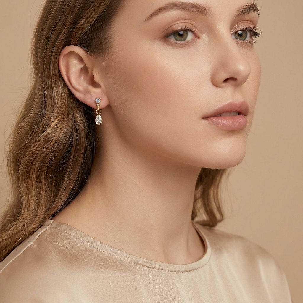 Adya Crystal Teardrop Gold-Plated Drop Earrings for Women