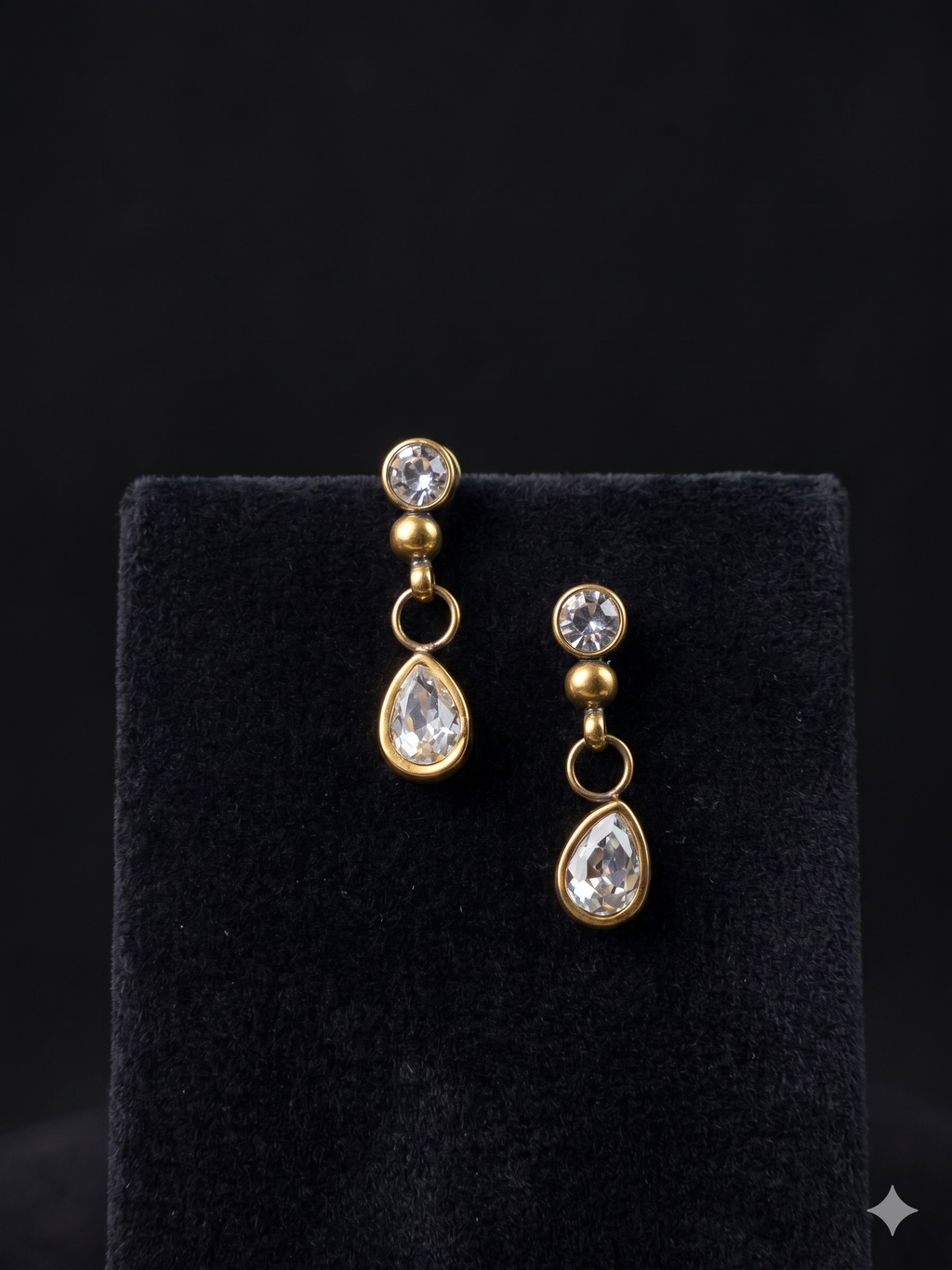 Adya Crystal Teardrop Gold-Plated Drop Earrings for Women