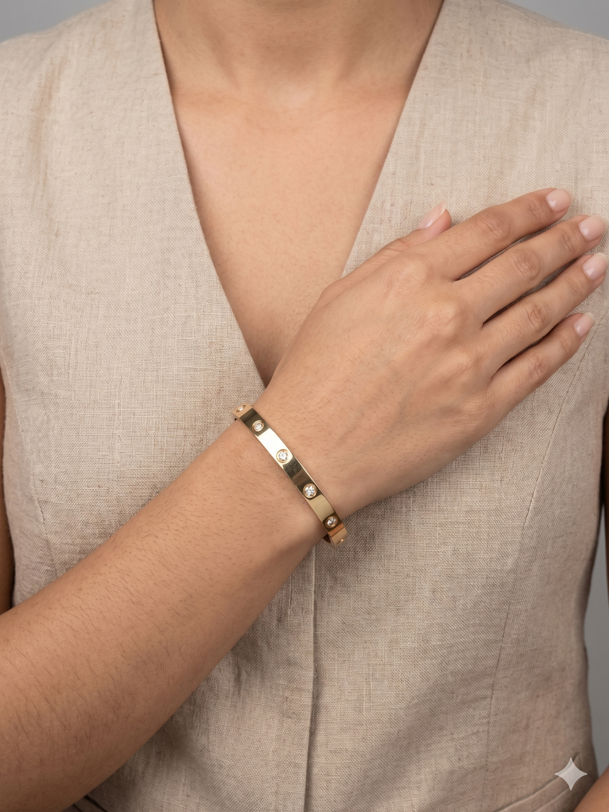 Adya Crystal Accent Gold-Plated Cuff Bangle for Women