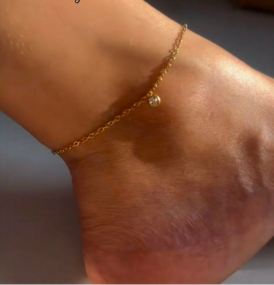 Adya Minimalist Gold-Plated Charm Anklet for Women