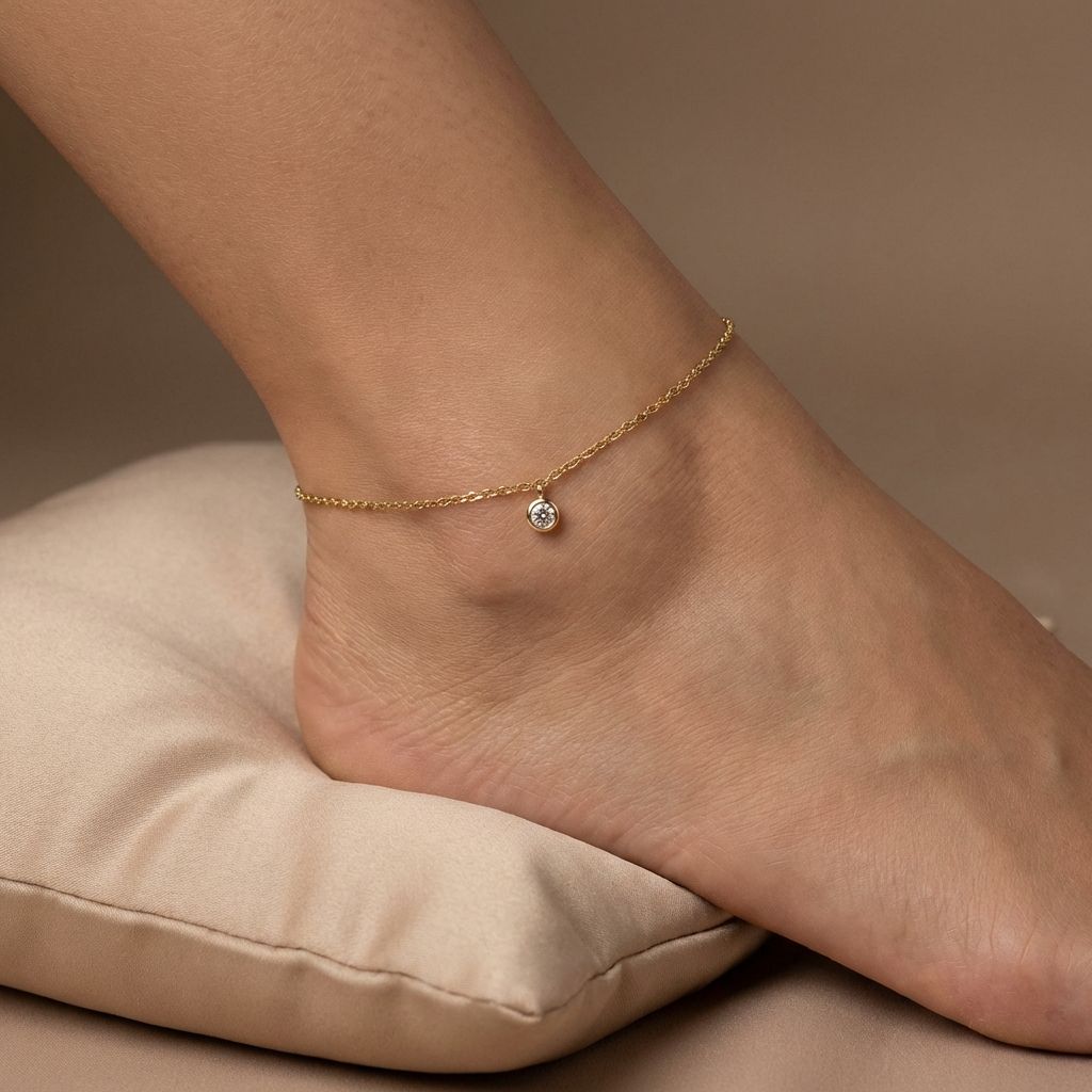 Adya Minimalist Gold-Plated Charm Anklet for Women