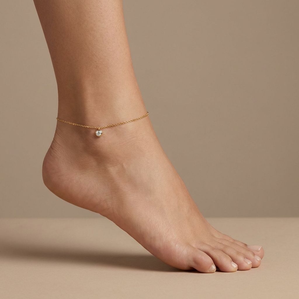 Adya Minimalist Gold-Plated Charm Anklet for Women