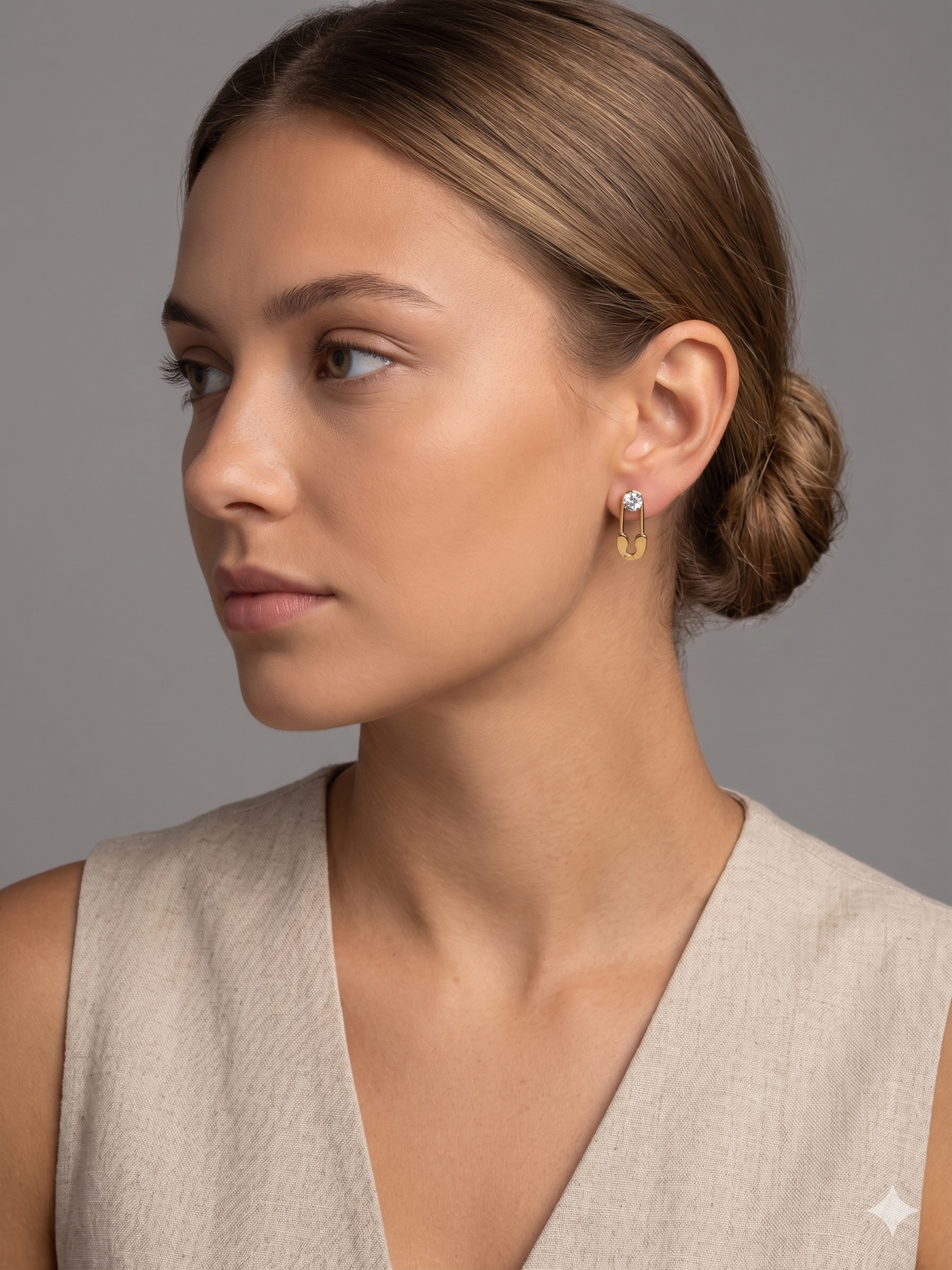 Adya Crystal Safety Pin Drop Earrings for Women