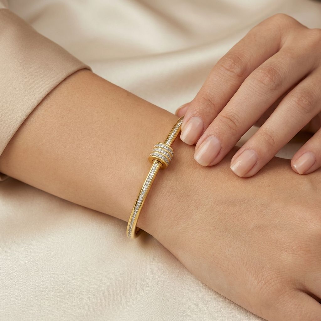 Adya Crystal Knot Gold-Plated Bangle for Women