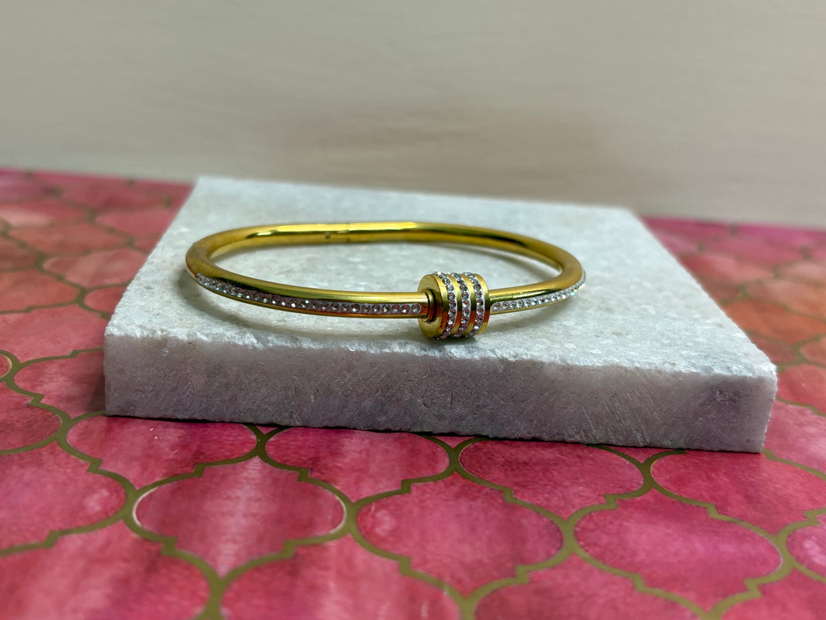 Adya Crystal Knot Gold-Plated Bangle for Women