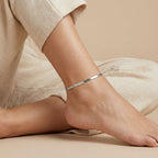 Adya Minimal Silver-Tone Snake Chain Anklet for Women