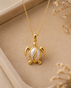 Gold-Toned Sea Turtle Pendant Necklace for Women | Mother of Pearl Turtle Pendant