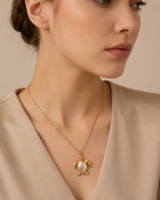 Gold-Toned Sea Turtle Pendant Necklace for Women | Mother of Pearl Turtle Pendant