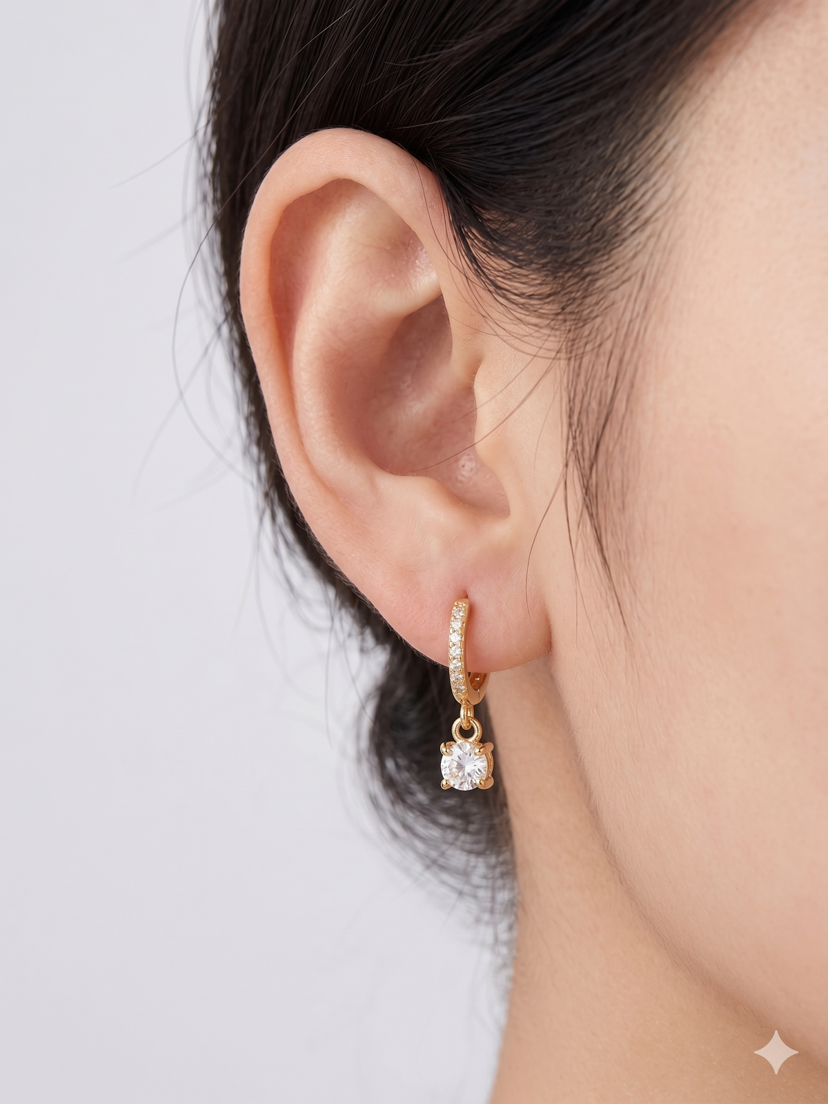 Gold Crystal Hoop Drop Earrings for Women