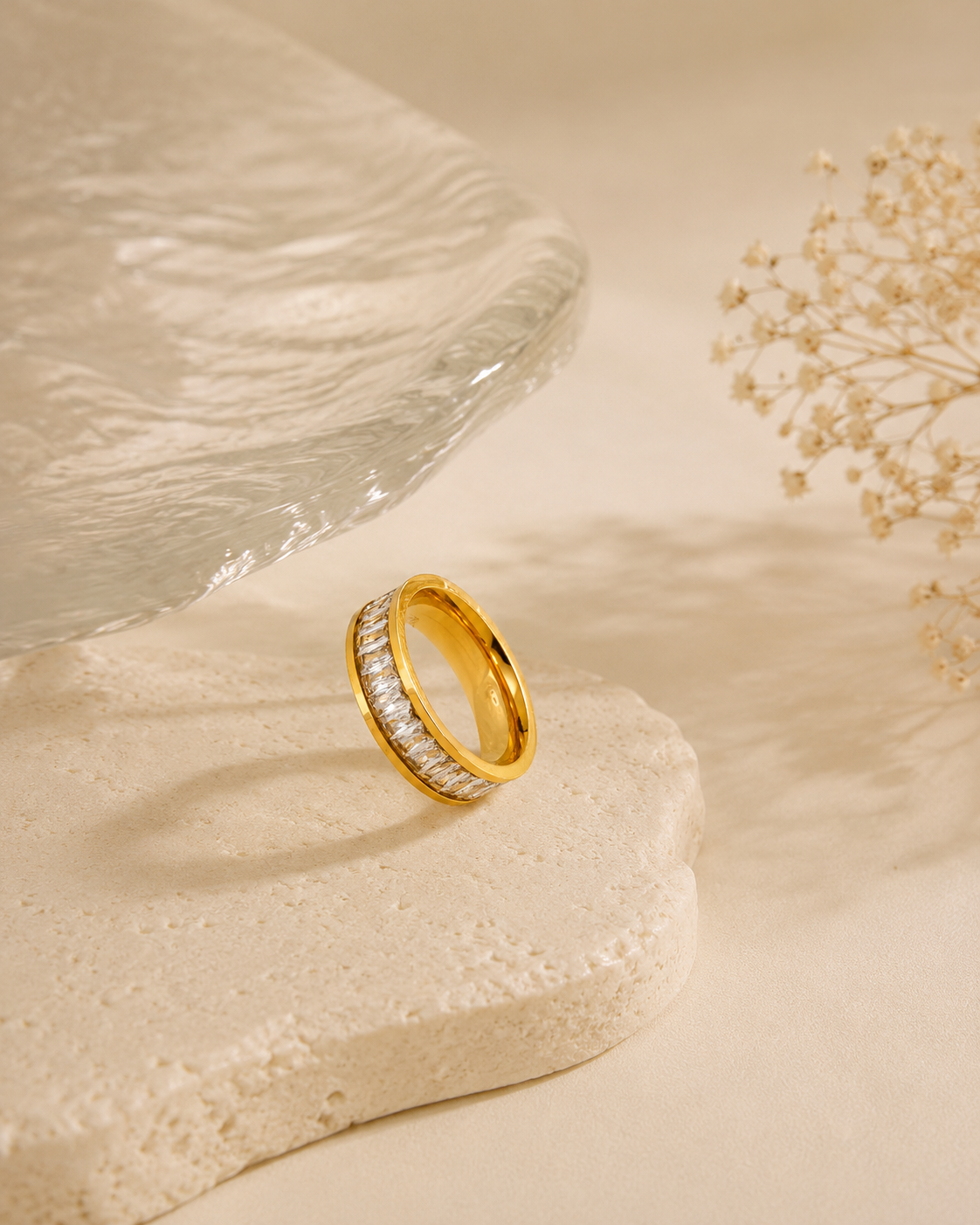 Adya Seraphina Crystal Gold-Plated Eternity Ring for Women