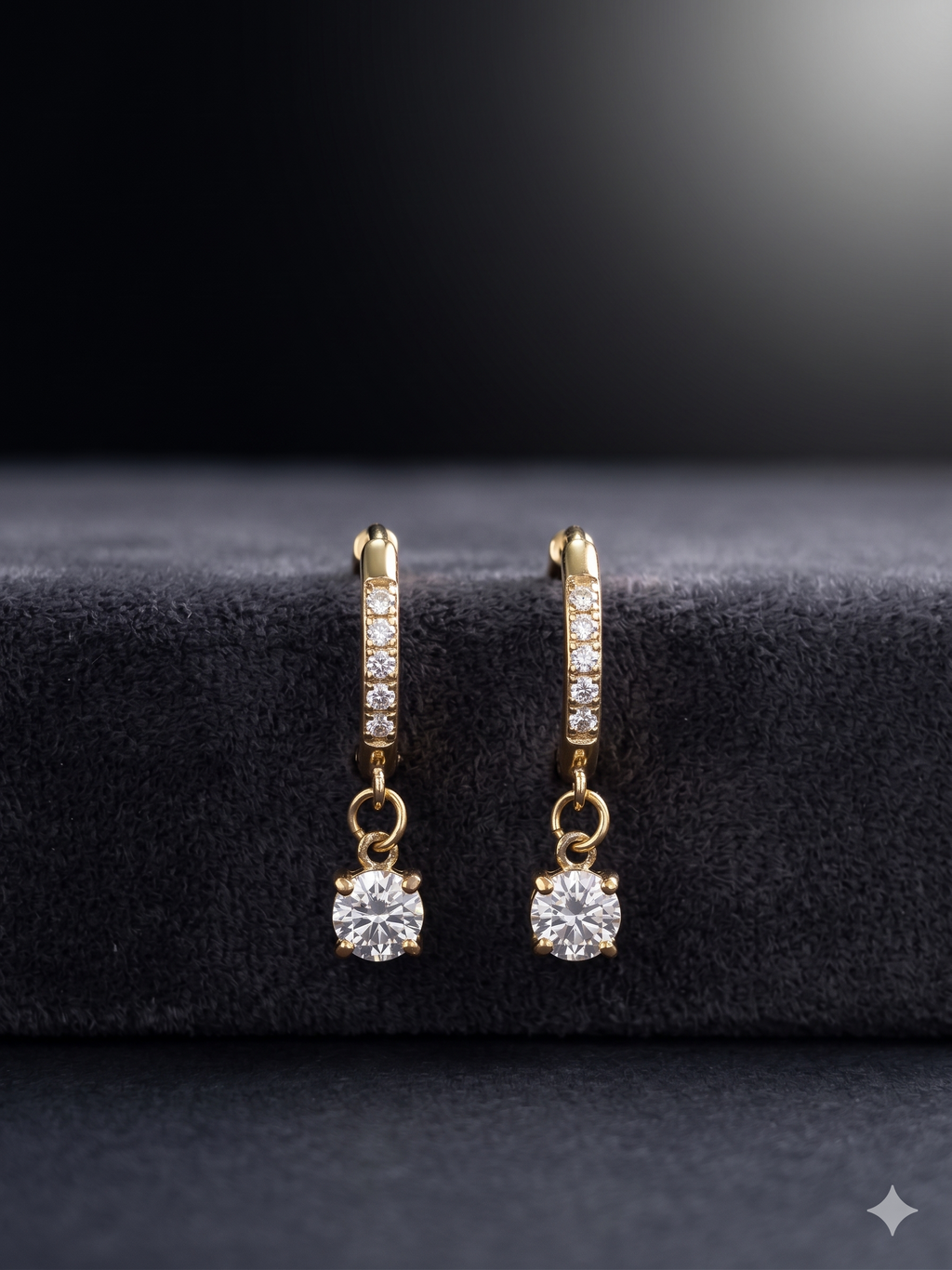 Gold Crystal Hoop Drop Earrings for Women