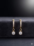 Gold Crystal Hoop Drop Earrings for Women