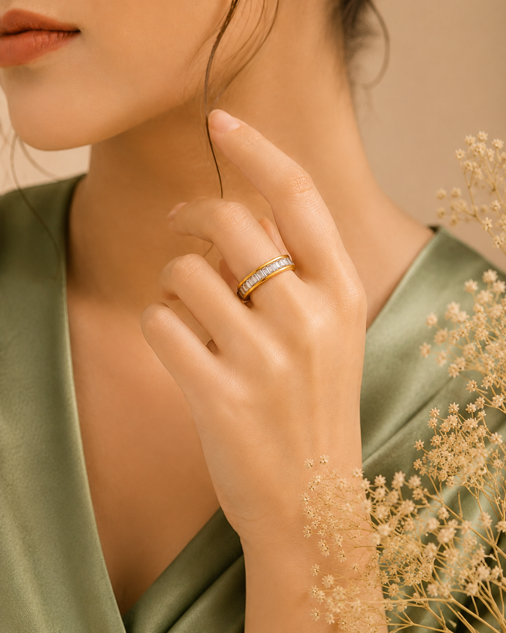 Adya Seraphina Crystal Gold-Plated Eternity Ring for Women