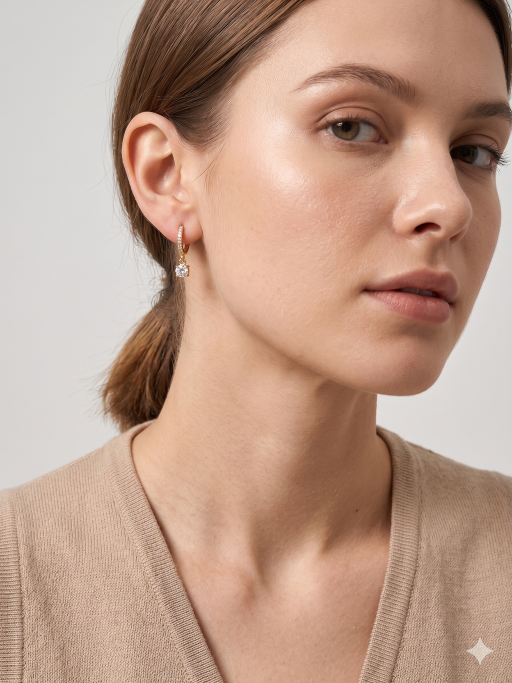 Gold Crystal Hoop Drop Earrings for Women