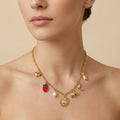 Adya Strawberry Pearl Sun Charm Necklace