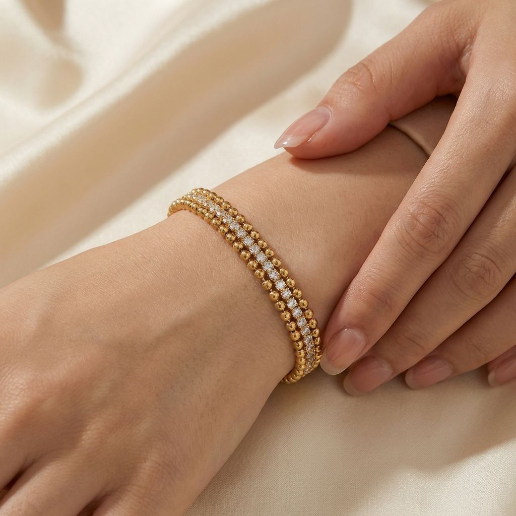 Golden Crystal Beaded Bracelet