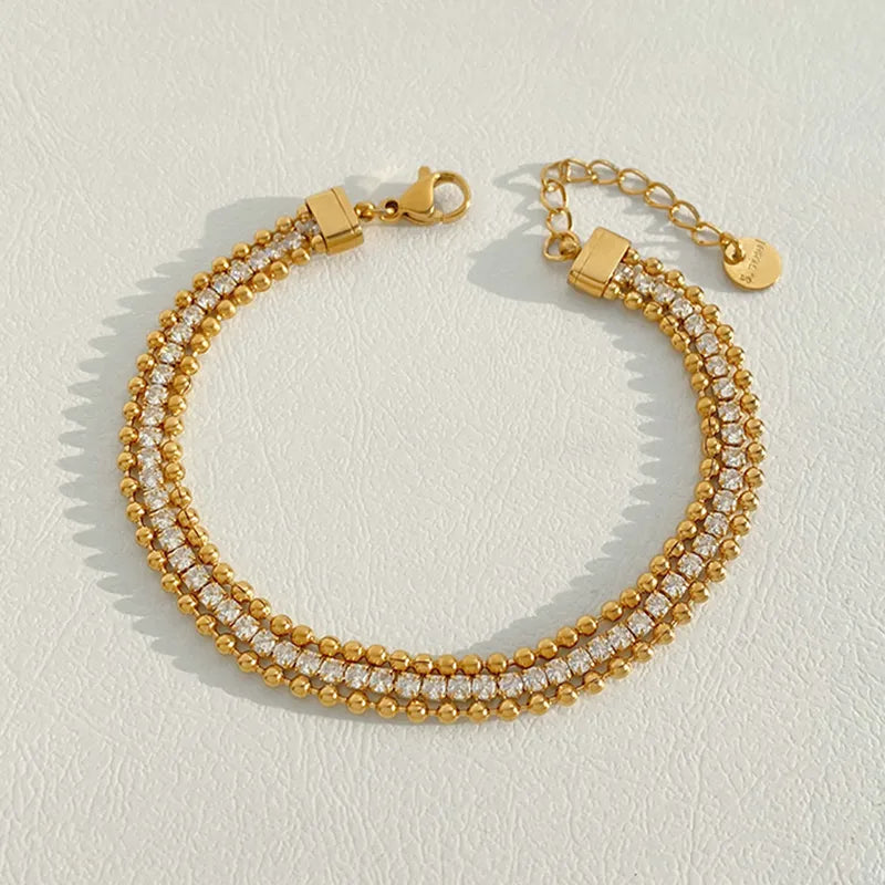 Golden Crystal Beaded Bracelet