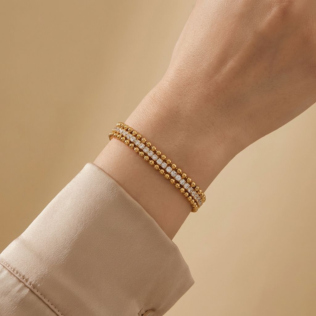 Golden Crystal Beaded Bracelet