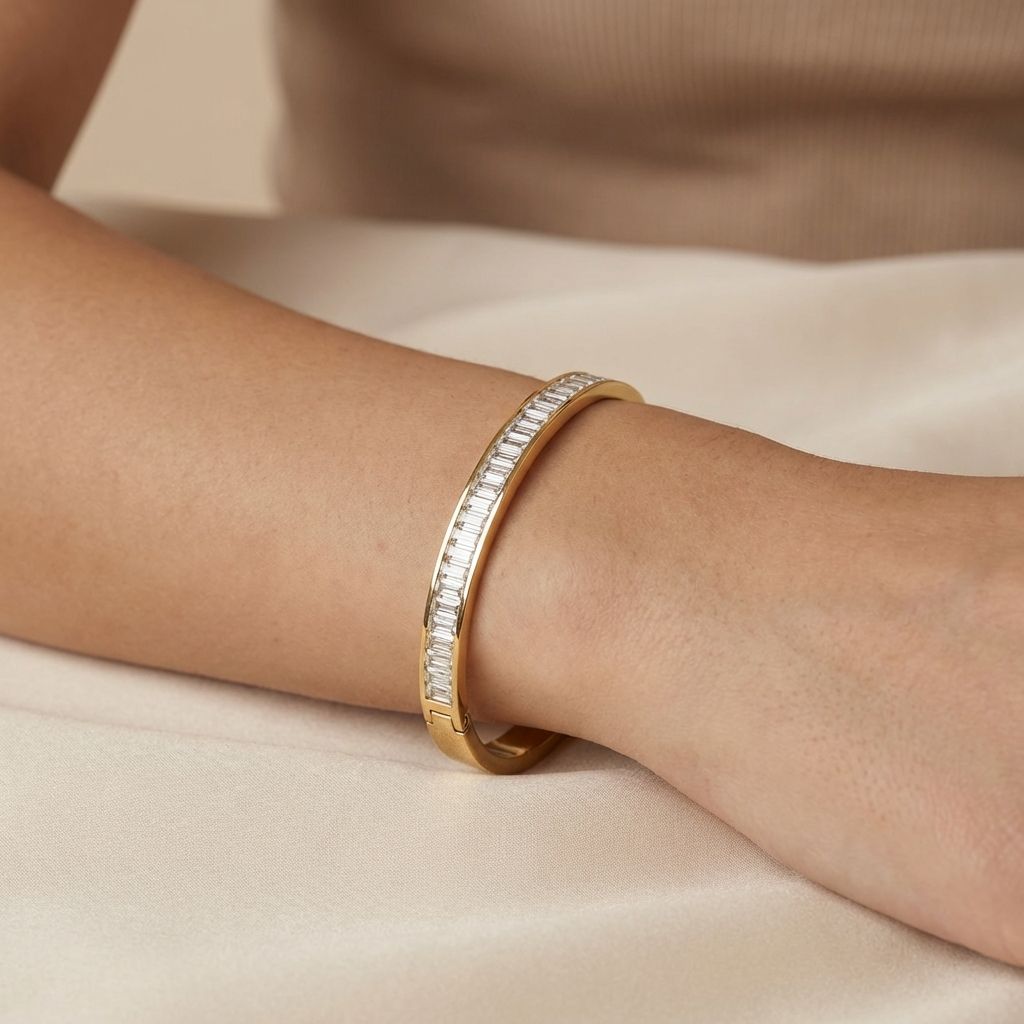 Golden Baguette Crystal Bangle