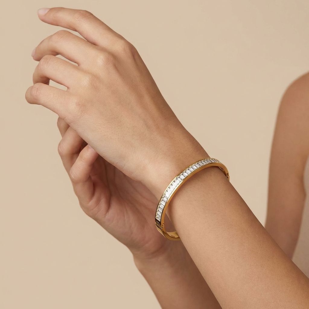 Golden Baguette Crystal Bangle