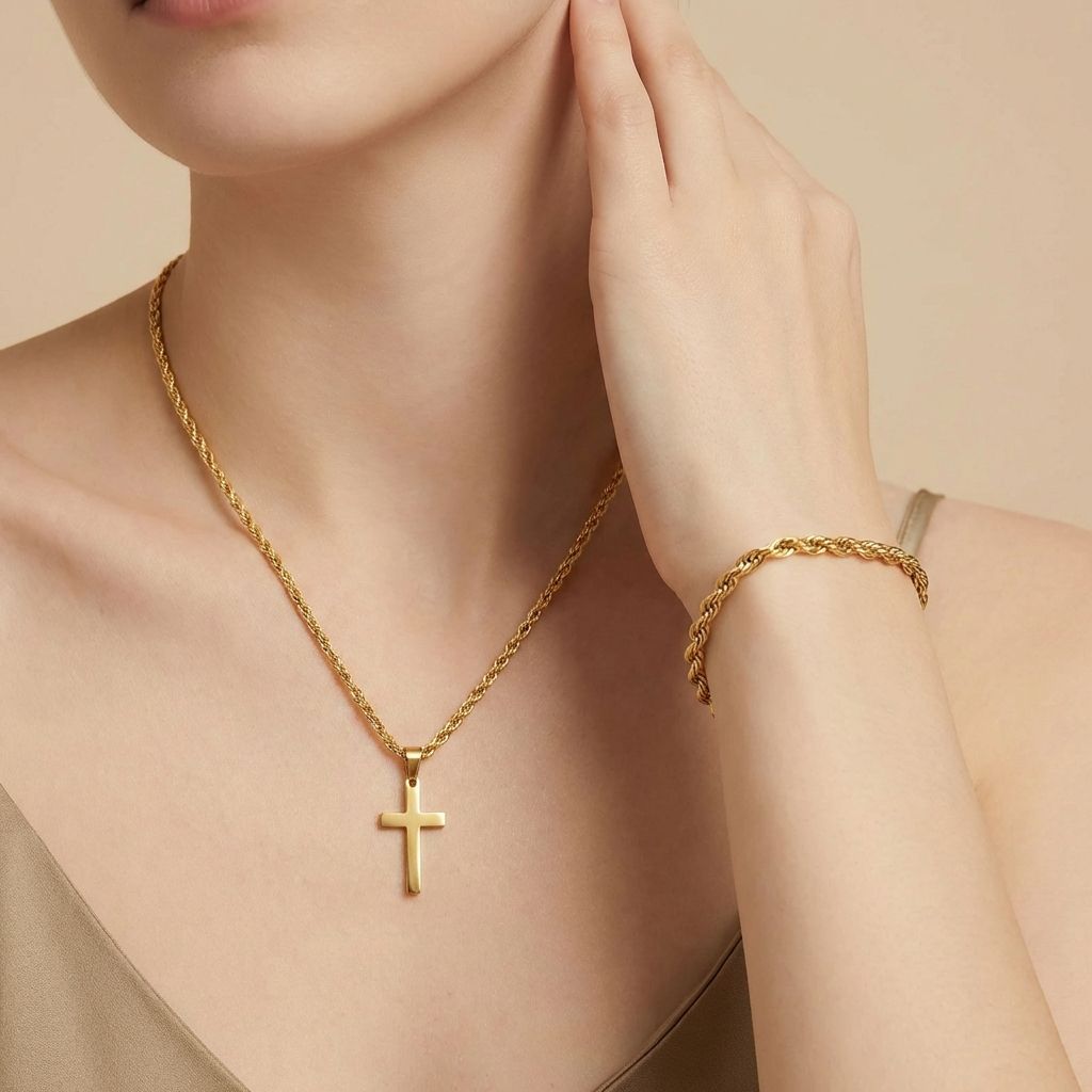 Golden Cross Pendant Necklace
