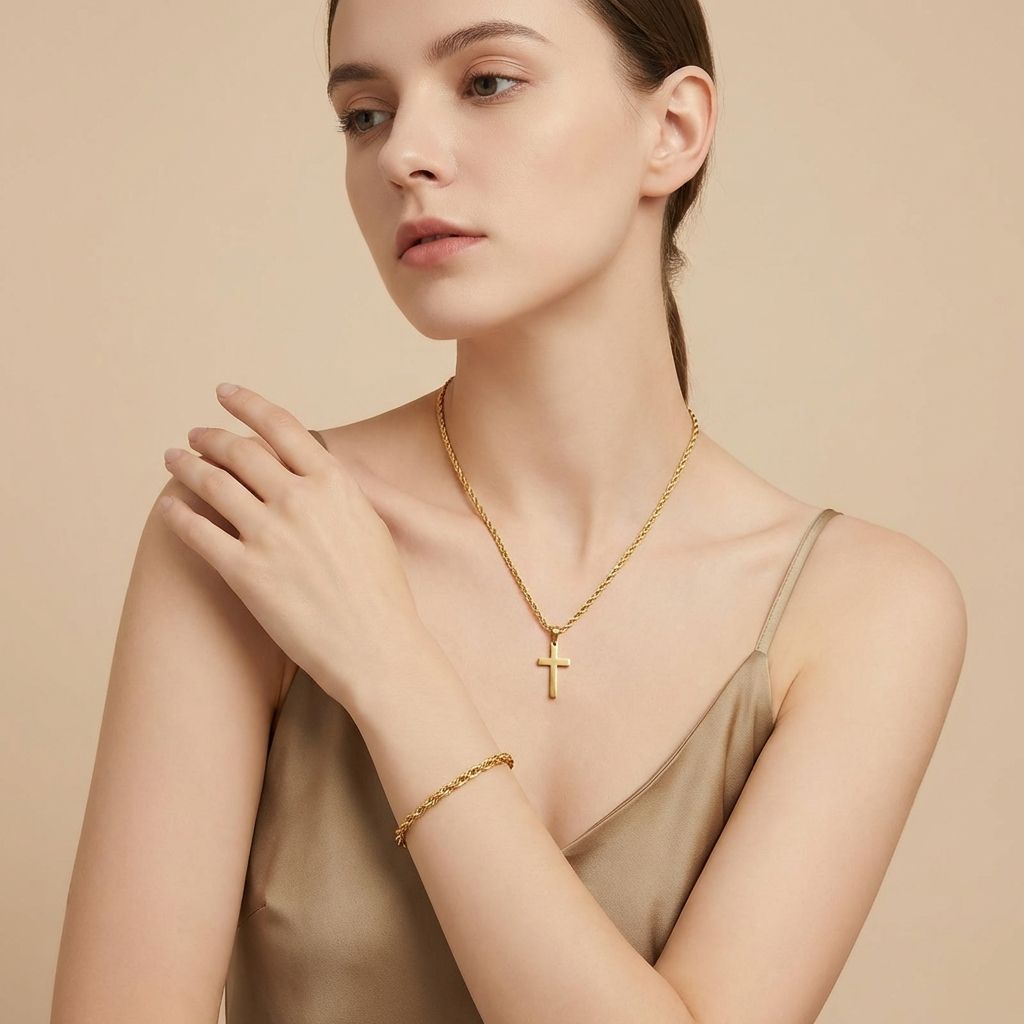 Golden Cross Pendant Necklace